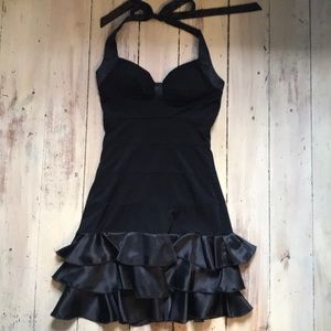 Sexy ruffle bottom halter dress